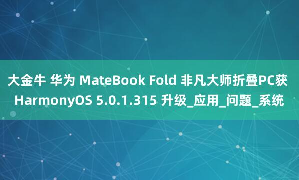 大金牛 华为 MateBook Fold 非凡大师折叠PC获 HarmonyOS 5.0.1.315 升级_应用_问题_系统