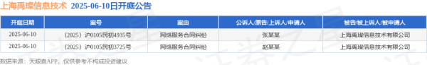 蚂蚁策略 上海禹璨信息技术作为被告/被上诉人的2起涉及网络服务合同纠纷的诉讼将于2025年6月10日开庭
